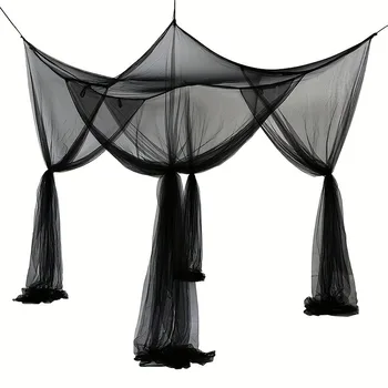 Moustiquaire Portable pour la maison et l'extérieur, 1 pièce, dessus carré anti-poussière, conception à 4 portes, maille en Polyester légère avec installation facile 1