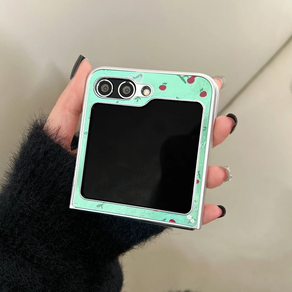 Luxurious Red Cherry Blossom & Green Grass Glitter Shockproof Phone Case