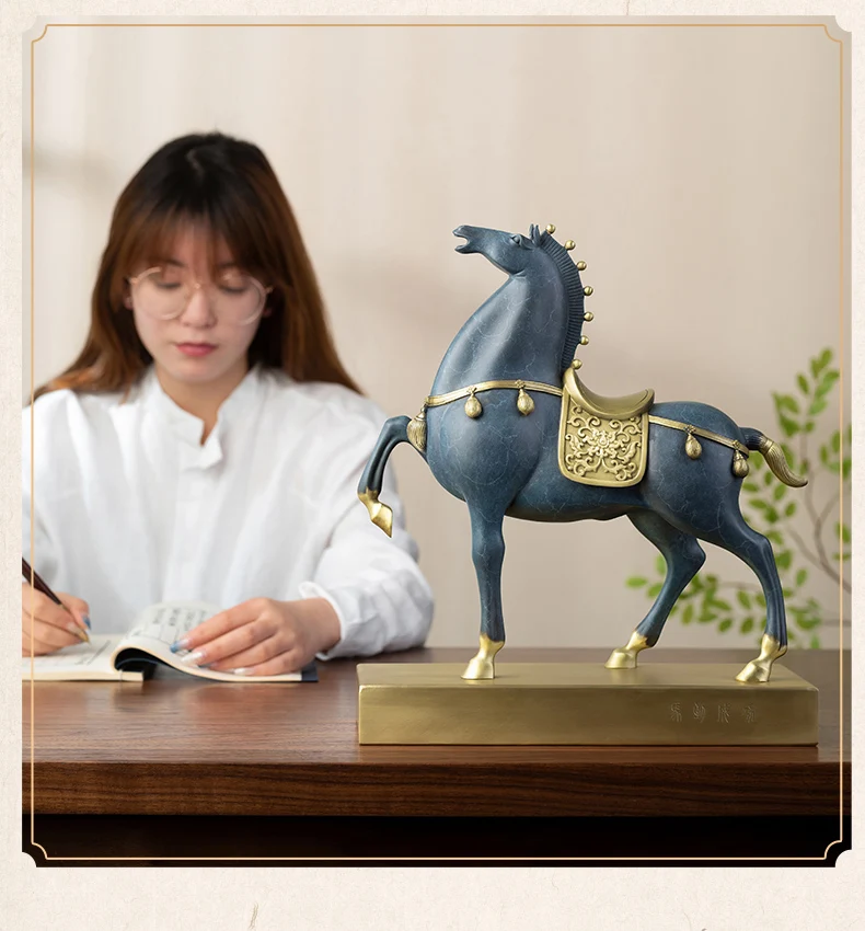 

2024 HOME Auspicious decoration Good luck CHINA TANG Dynasty BRONZE Royal HORSE statue company Success Talisman Ornament