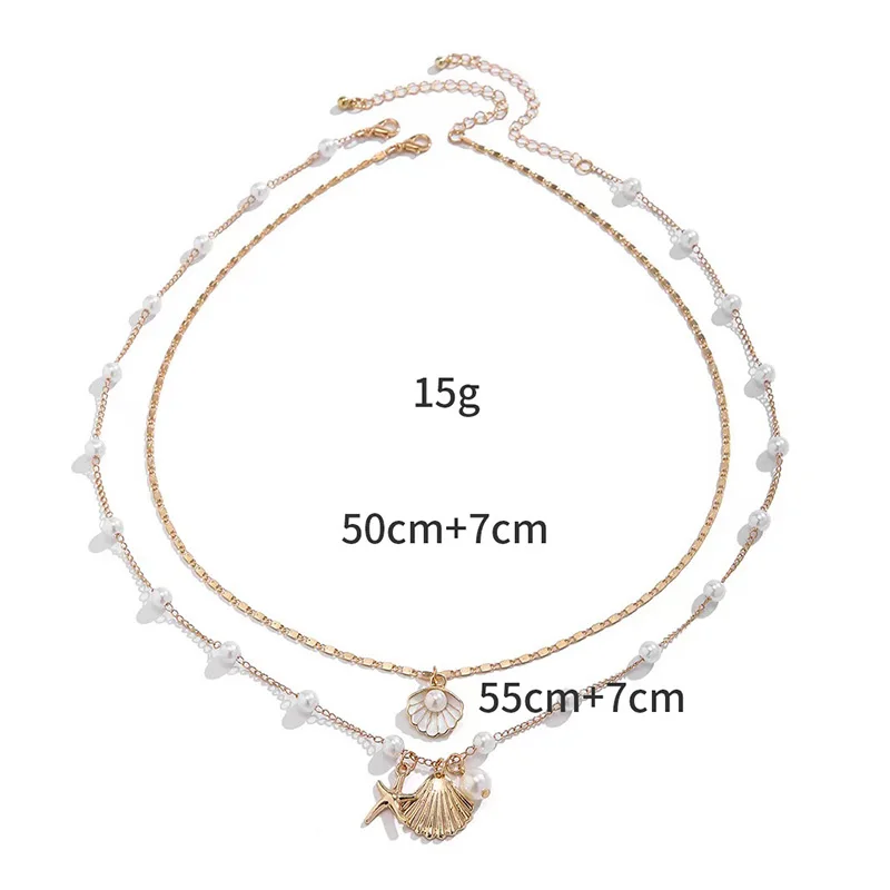 Coastal Pearl Layered Shell Necklace S42fa3ef9f25949bdb12fc750d3db18efN