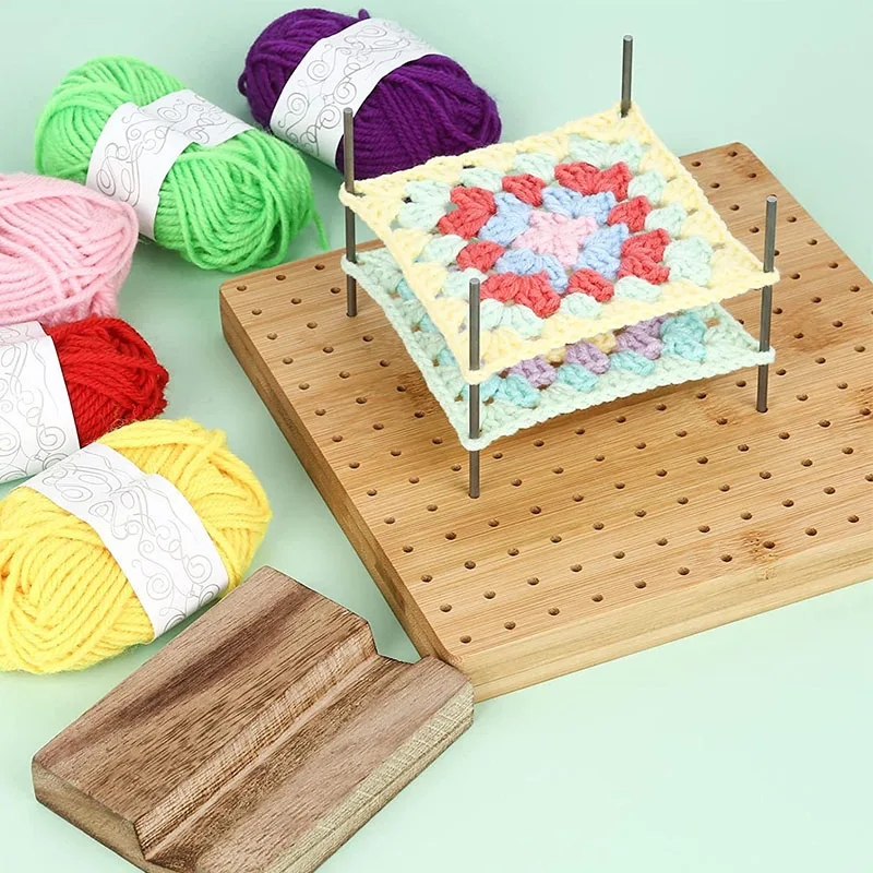Wooden Crochet Blocking Board – Bamboo Knitting Kit for Granny Squares 1