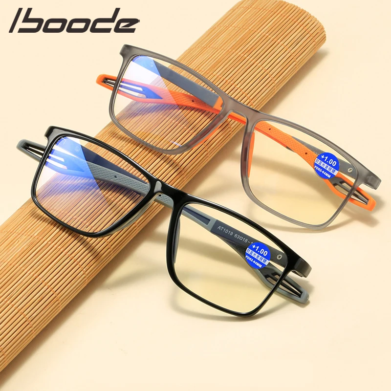 

iboode Ultralight Anti Blue Ray Reading Glasses TR90 Bendable Sport Computer Presbyopia Eyewear For Women Men Diopter +1.0 to 4