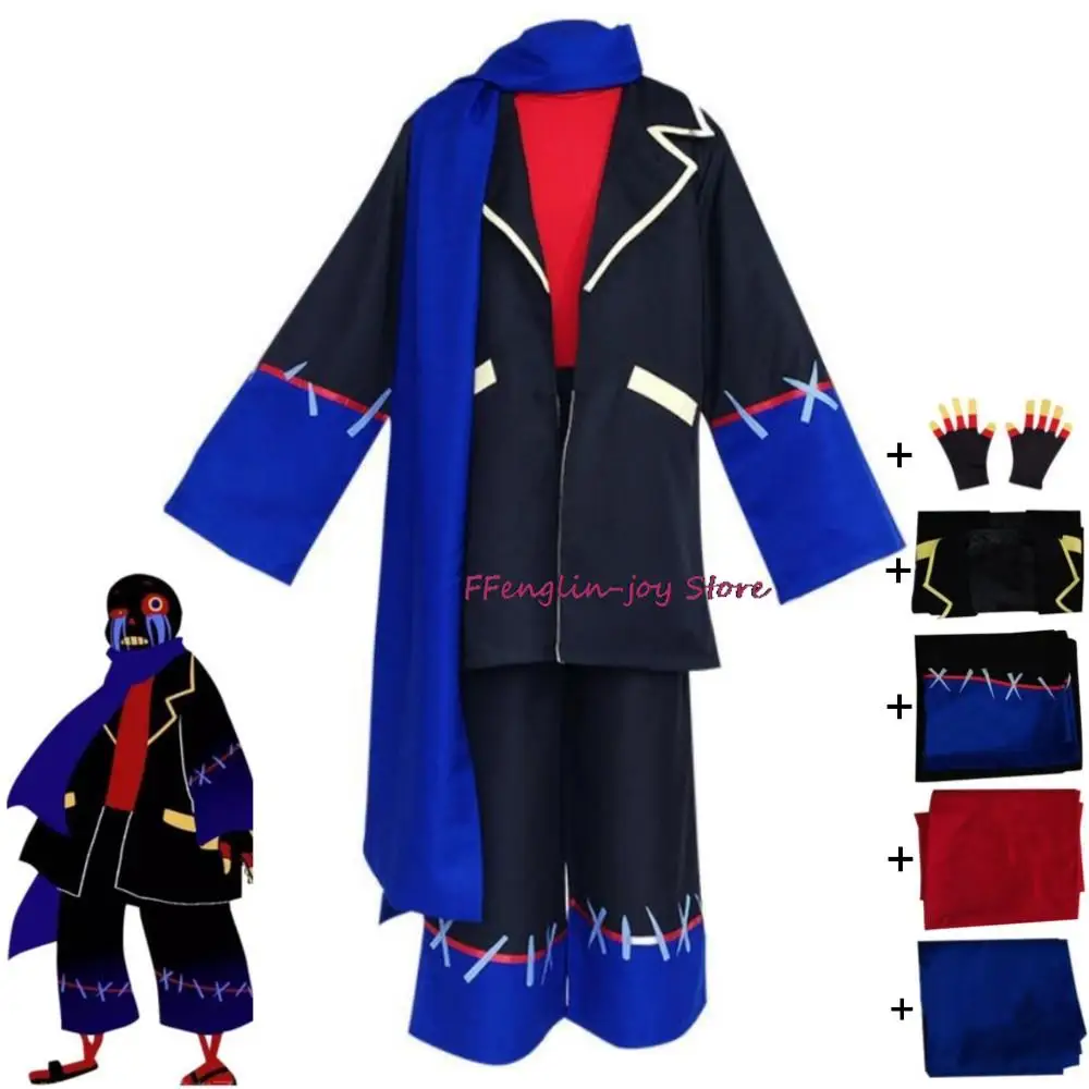 

Костюм для косплея игры Undertale Error Sans, искусственное пальто, перчатки для взрослых и женщин, Мужской наряд для карнавала, женский костюм
