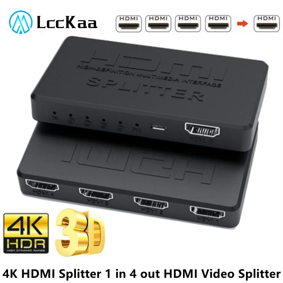 1 x 4 HDMI-compatible Splitter Converter 1 in 4 Out Video Switcher Splitter 1x4 HDMI Hub For PS4 Laptop Monitor TV Box Projector