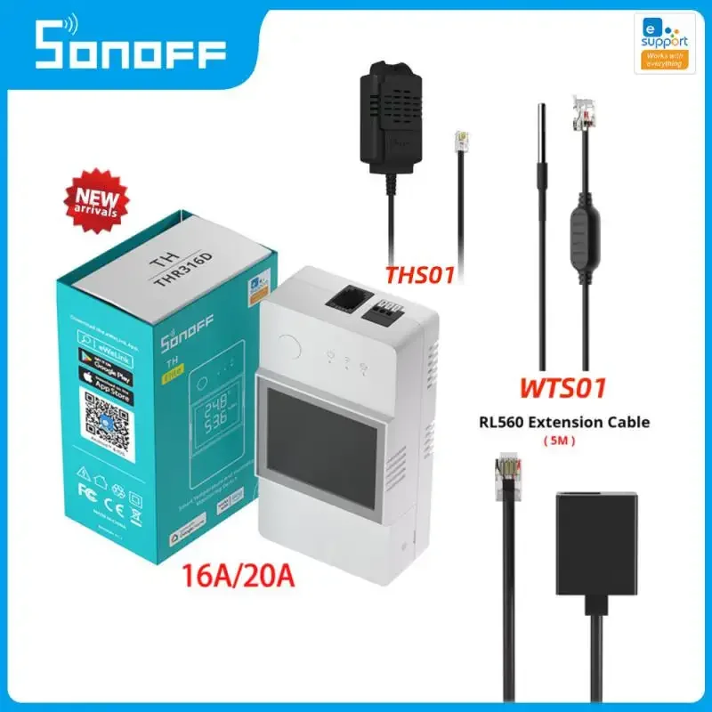 

SONOFF TH Elite 16A /20A Smart Home Temperature Humidity Sensor With LCD Display eWelink APP Control Work With Alexa Google Home