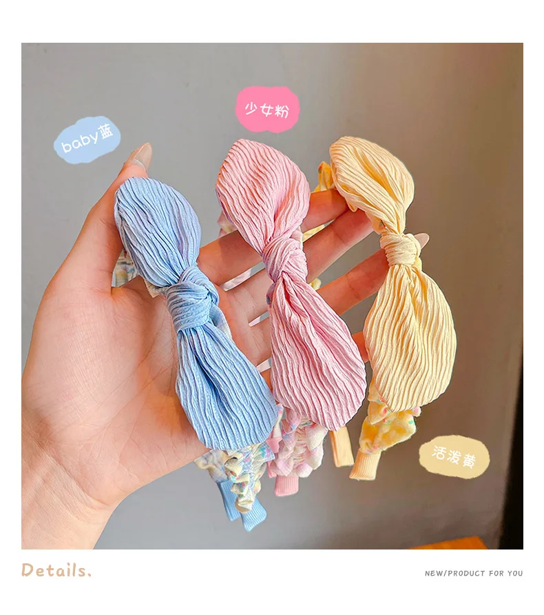 2026 Neues Kinder-Hasenohren-Stirnband, breiter Blumen-Stoff-Haarreif, niedliches, schmerzfreies Kopfband, modisches Haar-Accessoire für Kleinkind-Mädchen – Detail 2