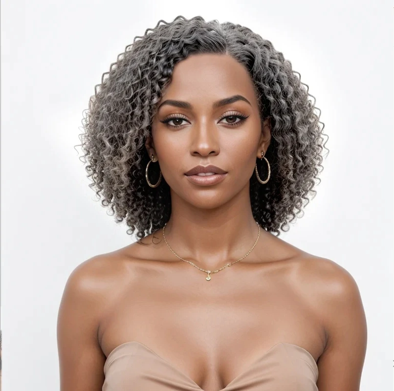 Perruque Femme 100% Cheveux Naturels - Coupe Carré Gris - Modèle MAIA 44 - Bonnet Moyen - Neuf Avec étiquettes