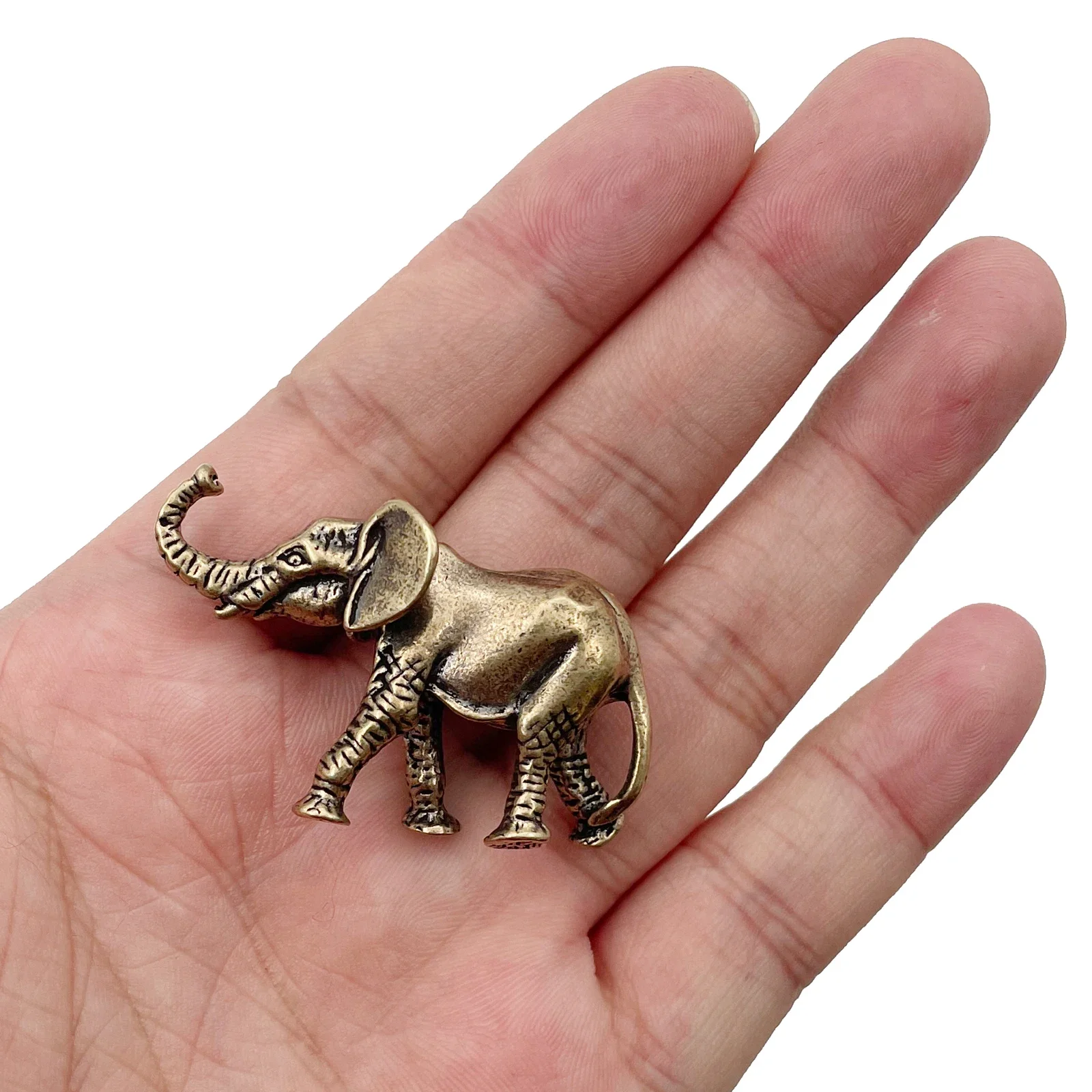 Antique Bronze Minature Elephant Figurines Tea Pet Table Ornament Decorations Solid Copper Animal Crafts Home Decor Living Room ornament crafts miniature figurines miniature ornament