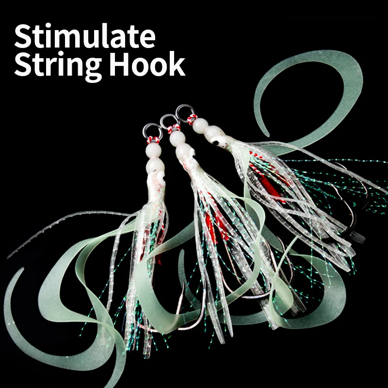 Kawa 3pcs Fishing Hook Iron Plate Squid String Hooks luminous Weight 2.6-4.6g Length 82mm For Fish Bass Hairtail Culter Alburnus