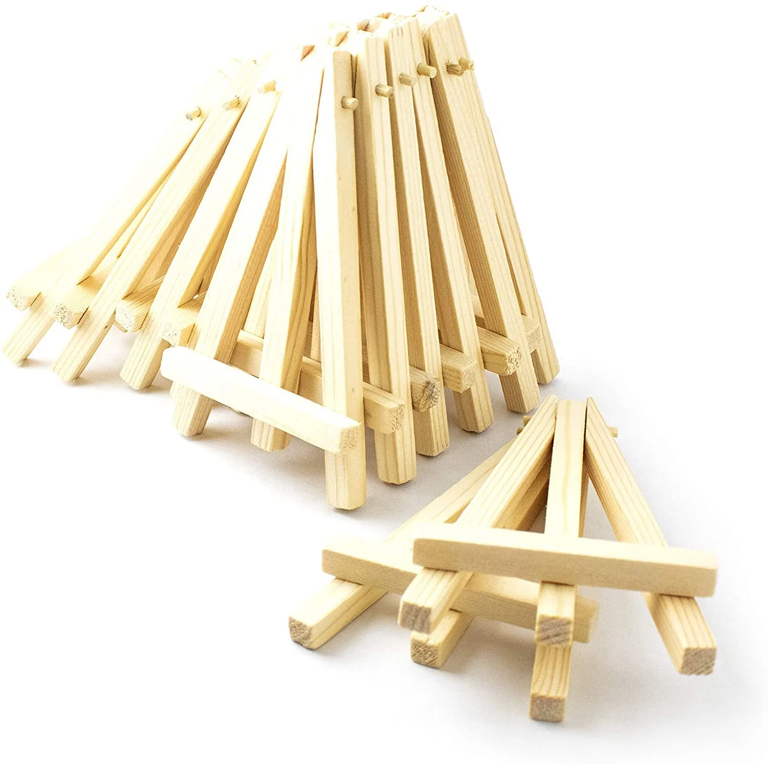 25 Pieces Mini 5 Inch Wooden Easel for Business Cards Display Photos Small Canvases Classroom DIY Arts and Crafts