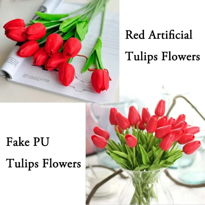 Premium Artificial Tulip Bouquet for Wedding Decor Garden Vase Arrangement Party Centerpiece Ideal Valentine's or New Year Gift