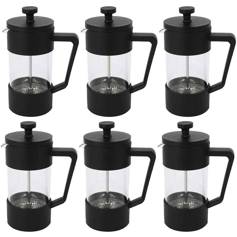 

6X French Press Coffee & Tea Maker 12Oz, Thickened Borosilicate Glass Coffee Press Rust-Free And Dishwasher Safe,Black Retail