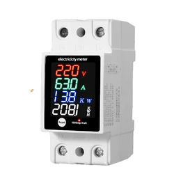 Advanced Digital Energy Meter - Din Rail Electricity Usage Monitor with Voltmeter, Ammeter, and Power Analyzer (ZS - 6035VAKW)