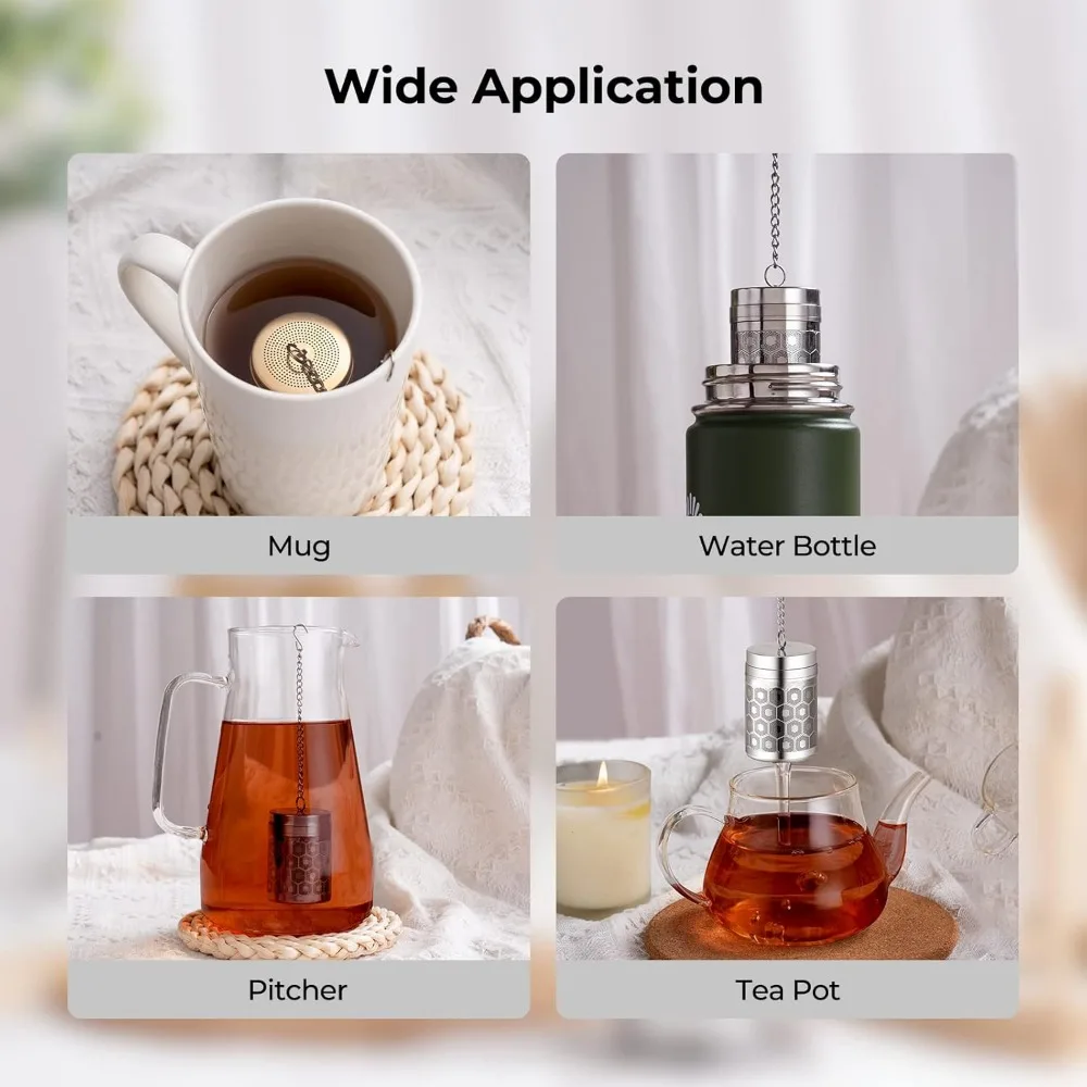Ultra-fine Mesh Tea Infuser, 304 Stainless Steel and Upgraded Fine Thread Lid for Loose Leaf Tea Infuser