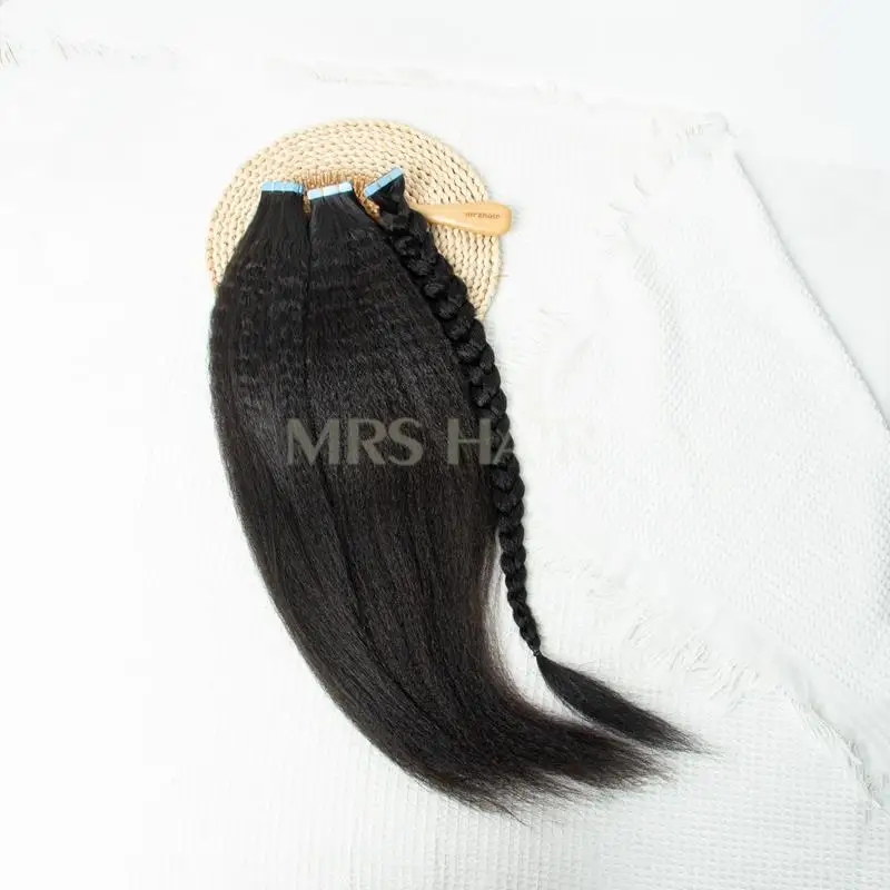 26 28 30inch Kinky Straight Tape in Hair Extensions Human Hair Cuticle Remy Yaki Tape ins Natural Extensions 20pcs/pack