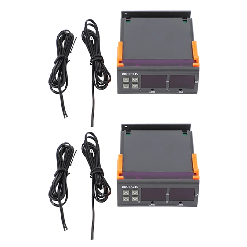

2X Stc-3008 110-220 В двойной цифровой термостат регулятор температуры для инкубатора термостат осушитель влажности