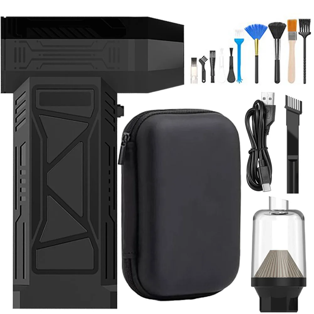 Powerful Air Blower 150000RPM USB Rechargeable with Brush & Nozzle Multifunctional Strong Power for Cleaning Computer Keyboards