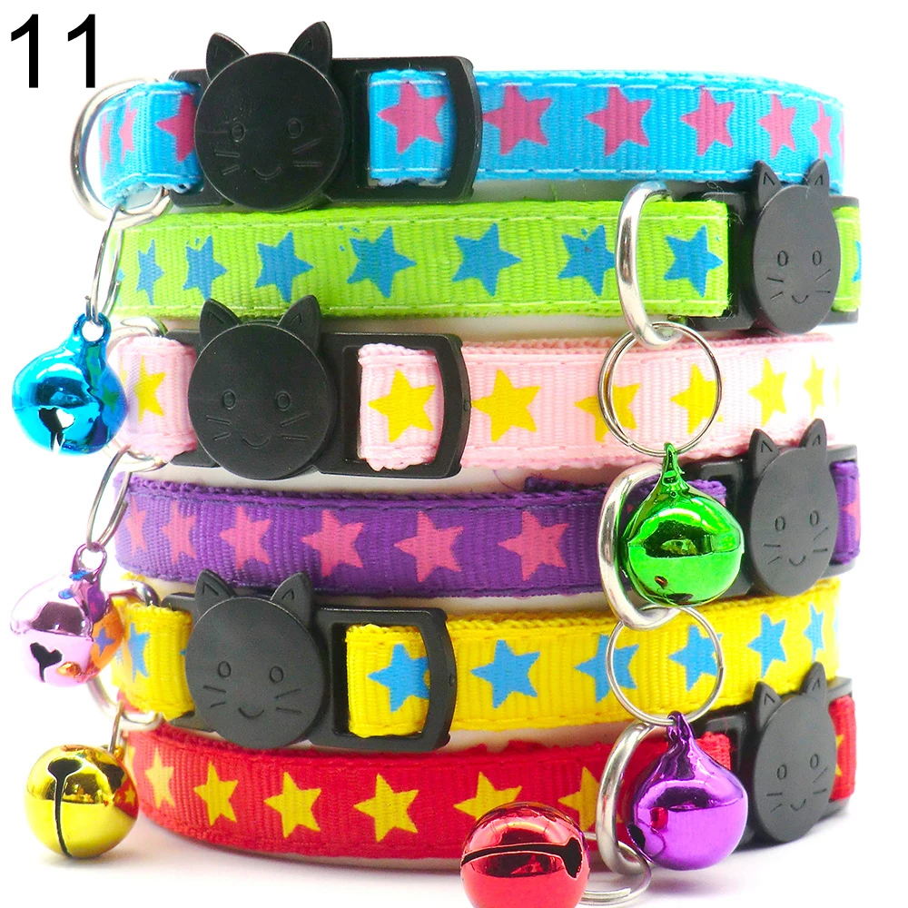 100Pcs Collar for Dogs Cat Necklace Cartoon Printed with Bell Dog Id Tag Accessories Training Choker Neck for Dog Cat Anti-lost 