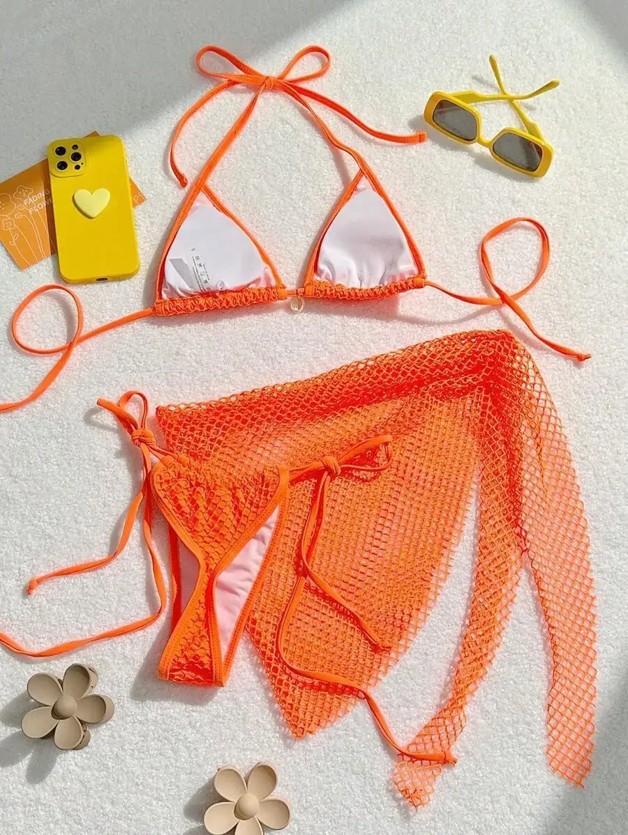 Three-Piece Womens Bikini Set - Sexy Beach Swimsuit for Pool Sun