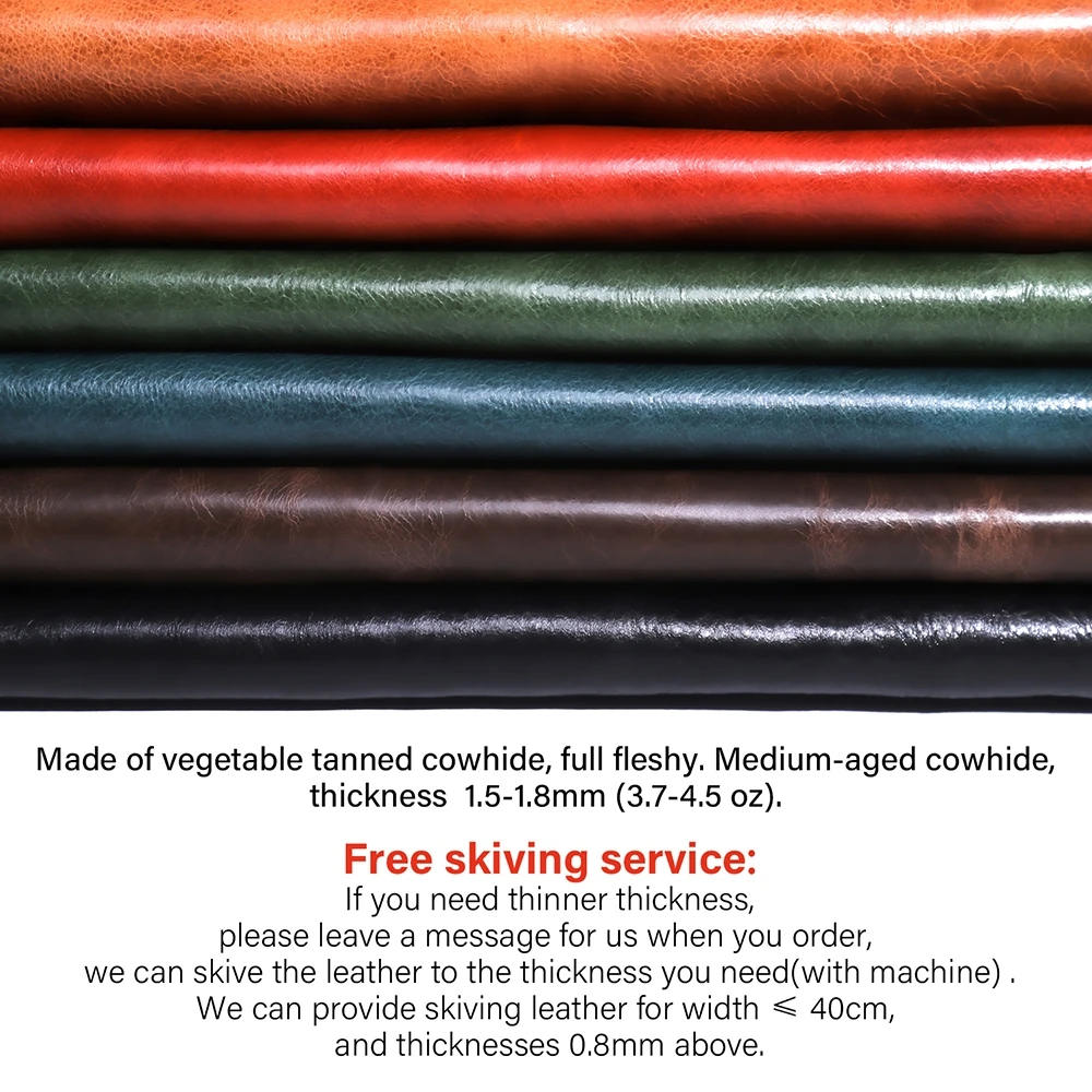 WUTA 오일 왁스 처리 된 식물성 태닝 가죽 탑 그레인  소 가죽 시트 DIY Leathercraft Pre-Cut 1-5 Sq.ft 불규칙