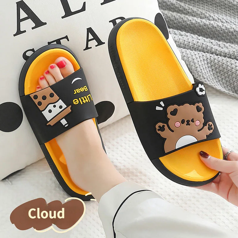

Flip Flops Teddy Bear Home Slippers Cloud Platform Women Slides Sandals Soft Sole PVC Men Male Ladies Flat Shoes Female Summer