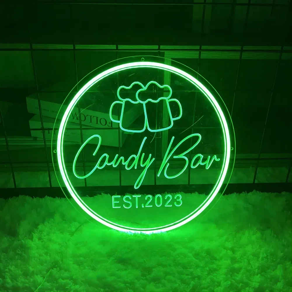 

12 Colors Candy Bar Neon Carve Sign Personalization Customizable Lights For Bar Halloween Decoration Neon Led Lamp on The Wall