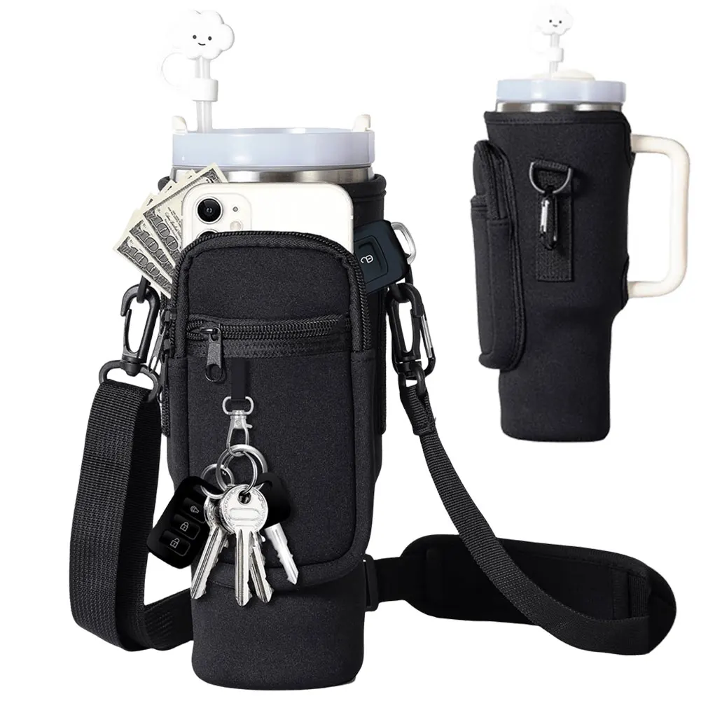 Water Bottle Carrier Bag Water Bottle Carrier Bag Neoprene Water Bottle Pouch Holder for Stanley 40oz Tumbler Accessories Insulated Thermos Cup Cover