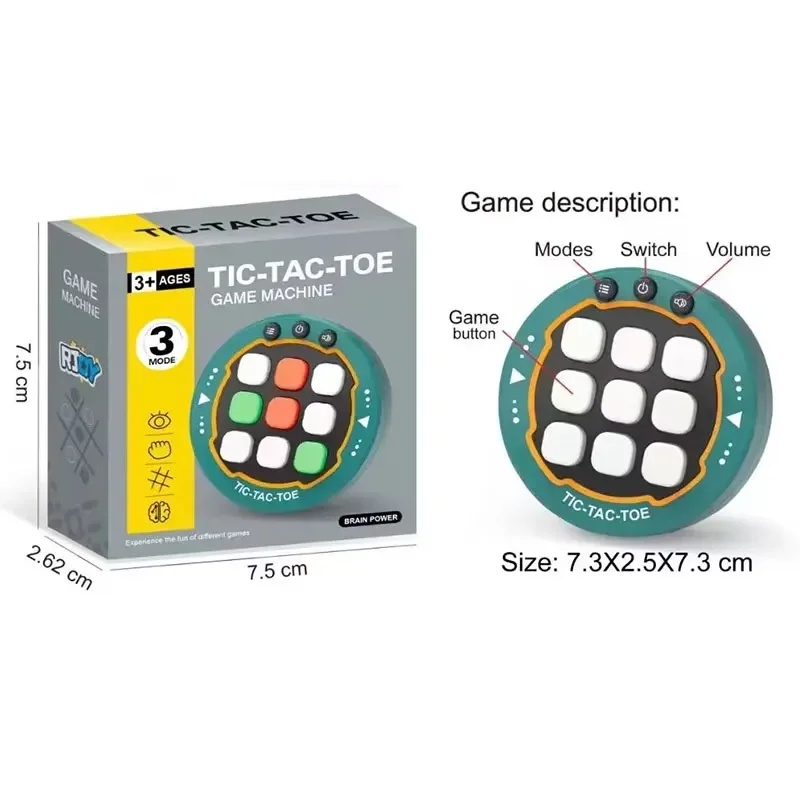 Electronic Mini Tic Tac Toe Game Console Kids Educational Interactive Toys Handheld Strategy Thinking Machine with Sound Light 6