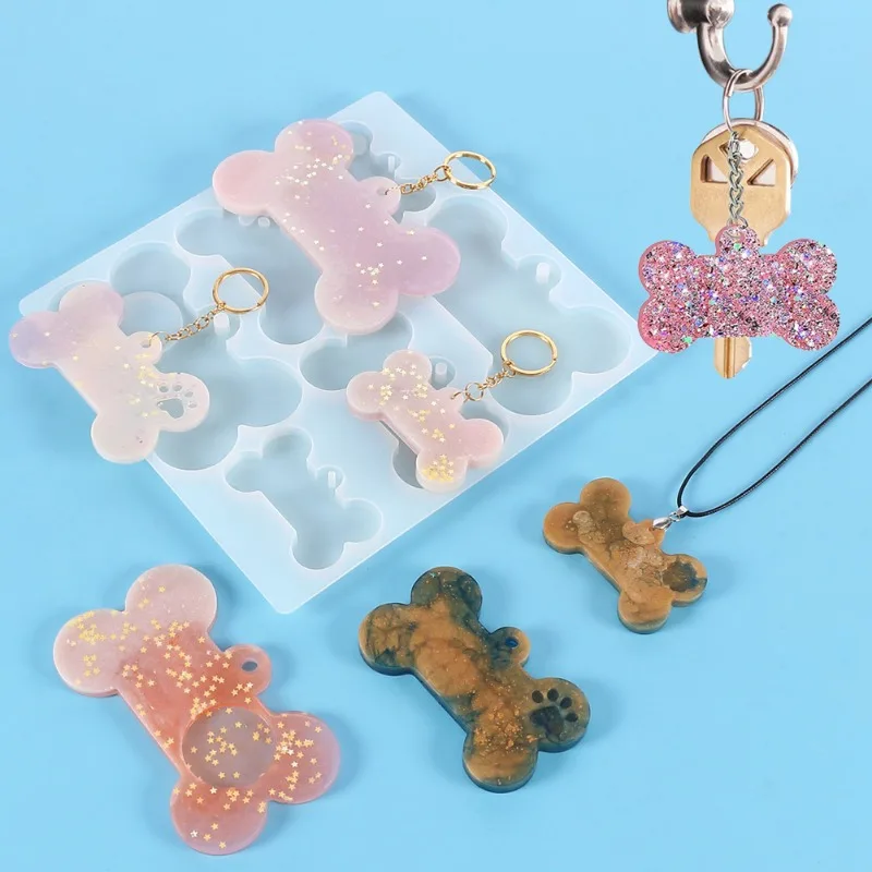 

DIY Crystal Resin Mold Dog Bone Shaped Pendant Jewelry Silicone Molds