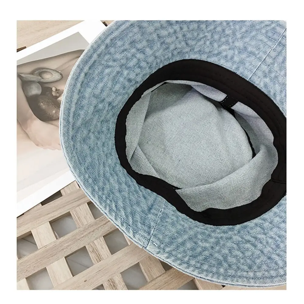 Unisex Cotton Bucket Hats Women Summer Sunscreen Panama Hat Men Denim Fabric Sunbonnet Outdoor Fisherman Hat Beach Cap