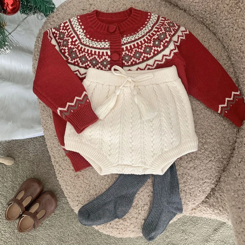 Christmas Baby Girls Cardigans Coat Baby Sweater Toddler Knit
