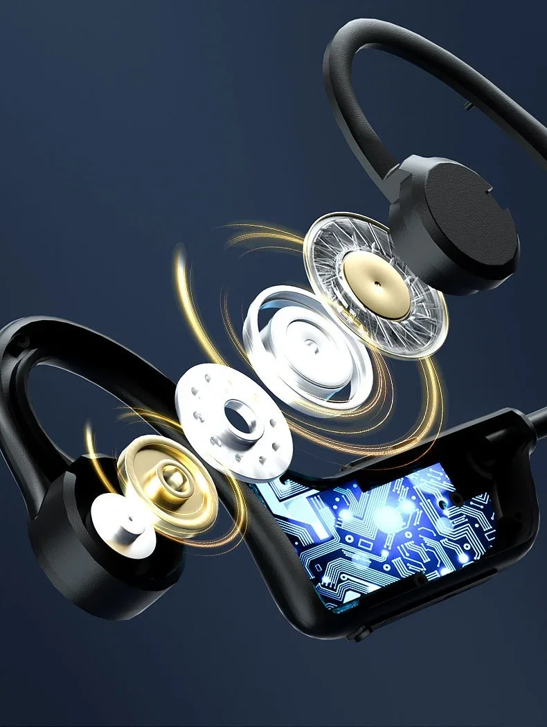 Bone Conduction Earphones Wireless Bluetooth 5.1 Headphones Outdoor Sport Earbuds Headset W Mic For Android Ios Support SD Card