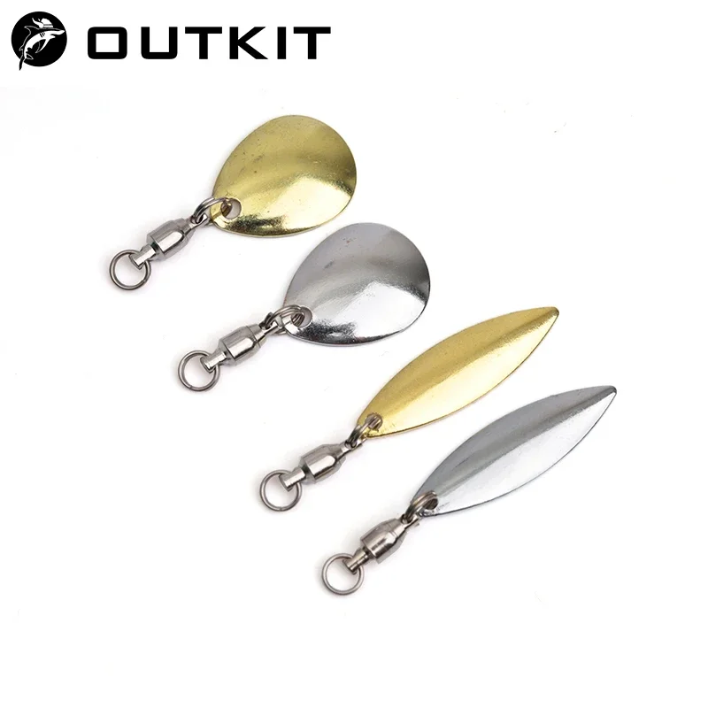 OUTKIT 6 Teile/los Locken DIY Für Spinner Löffel Köder Frösche VIB Reflektierende Edelstahl Blatt Laute Löffel Angeln Zubehör