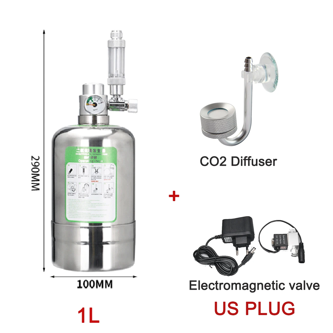 Aquarium CO2 Generator system Kit Stainless Steel CO2 Cylinder