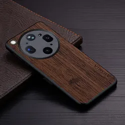 Luxury Bamboo Wood Pattern Leather Phone Case Cover for OPPO Find X5 Lite (Coffee)