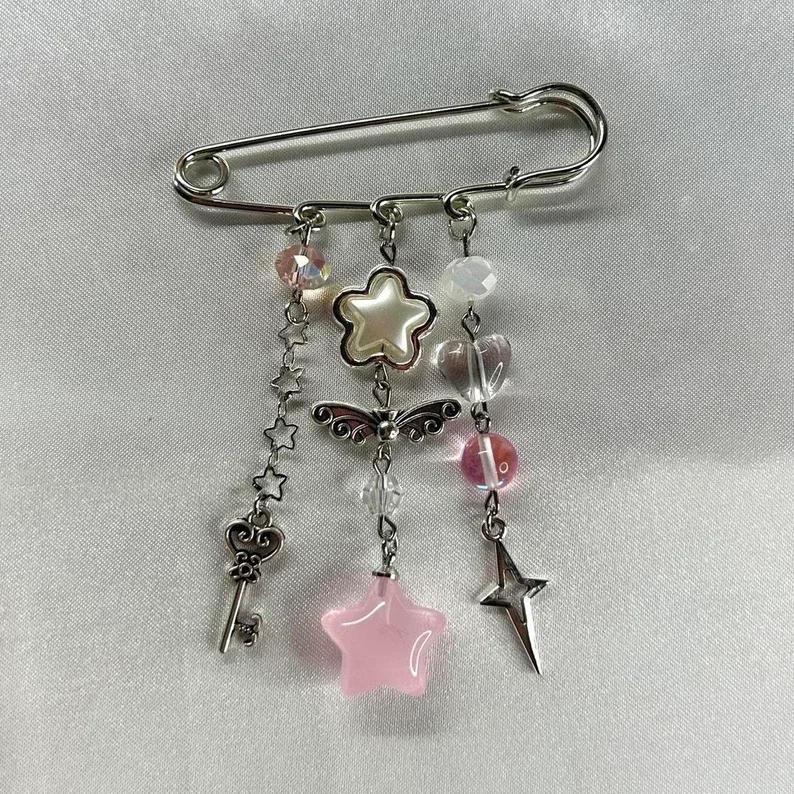 Beaded Bag Pins Bag accessories safety pin bag charm coquette core cottage core y2k gifts for valentines day Pearl Beaded Brooch Enamel Pins Enamel Brooch Metal Brooch