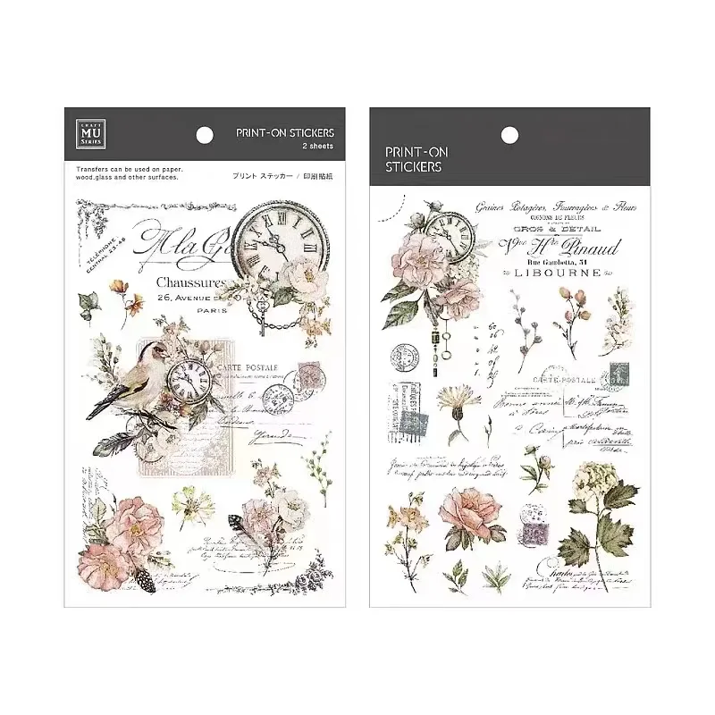 Vintage Forever Blooming Floral Letter Transfer Sticker for Card Making DIY Scrapbooking Plan Decorative Sticker Sheet