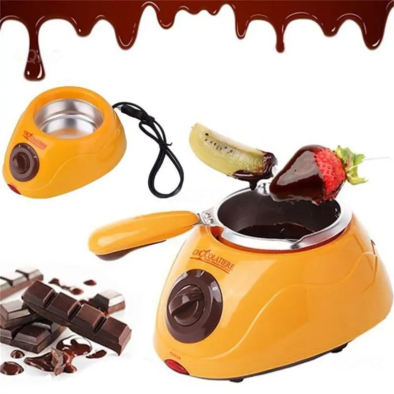 Durevole Acciaio Inossidabile E Plastica Hot Chocolate Melting Pot Electric Fonduta Melter Machine Set Tool Eu Plug