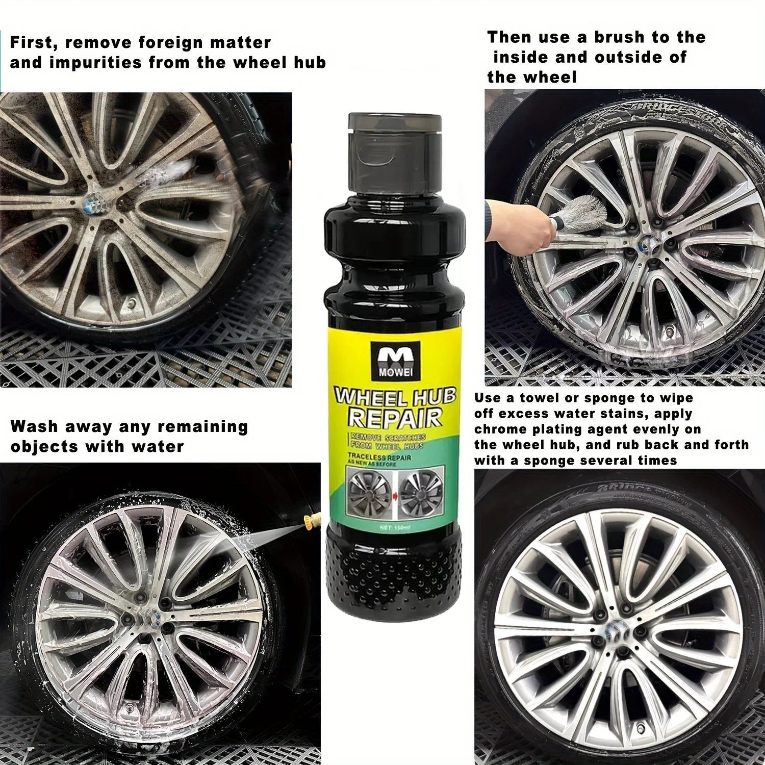 Car Wheel Chrome Repair Paste, Professional Restoration & Protection for Metal Rims, Wheel Hub Polish, Chrome Plating Agent