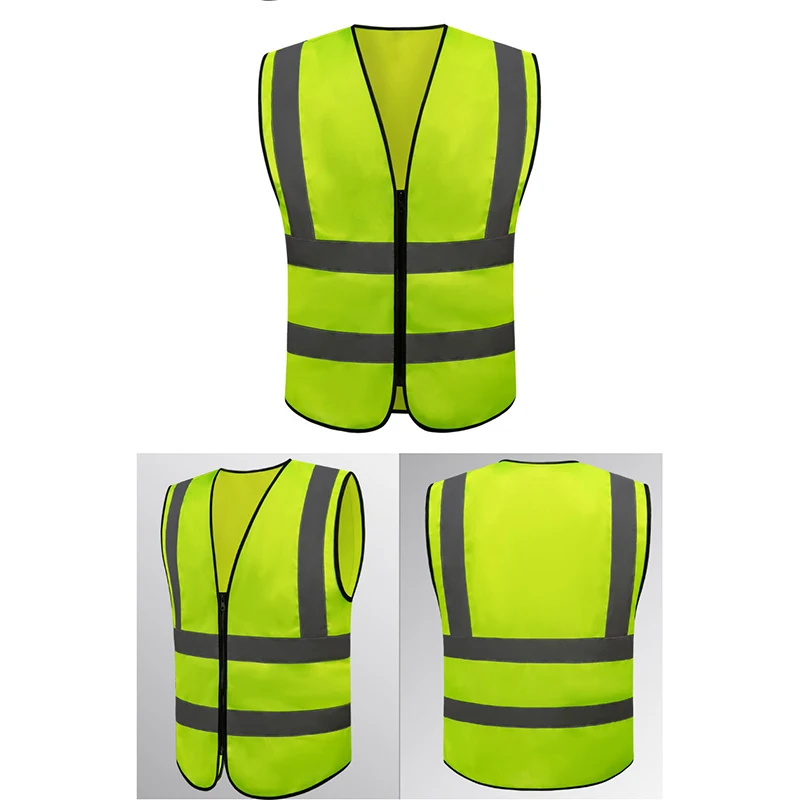 

High Visibility Yellow Vest Reflective Safety Workwear for Night Running Cycling Man Night Warning Working Clothes Fluorescent