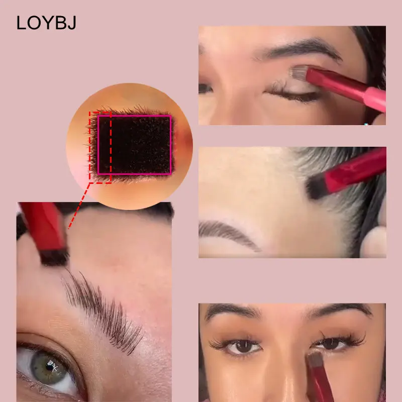 LOYBJ 와일드 눈썹 브러쉬 다기능 시뮬레이션 눈썹 헤어 메이크업 브러쉬 컨투어 아이 섀도우 컨실러 스퀘어 메이크업 브러쉬