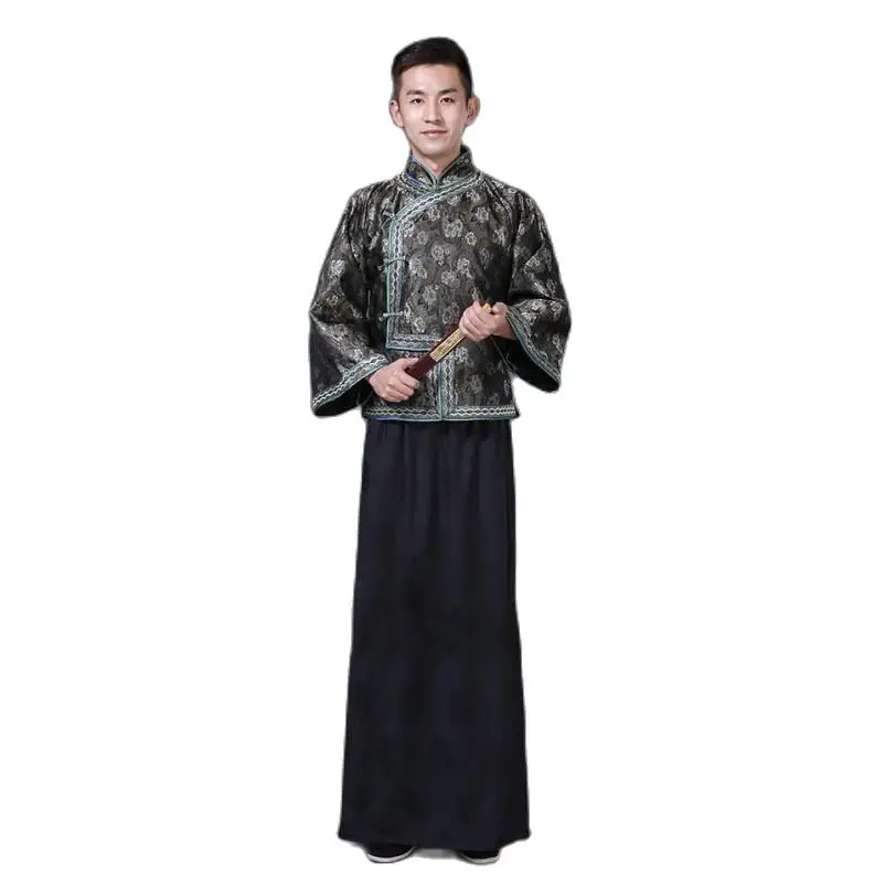 

Chinese Ancient The Qing Dynasty Garment National Men Cheongsam Tang Suit Sets Costume Traditional Oriental Hanfu Male Vestido