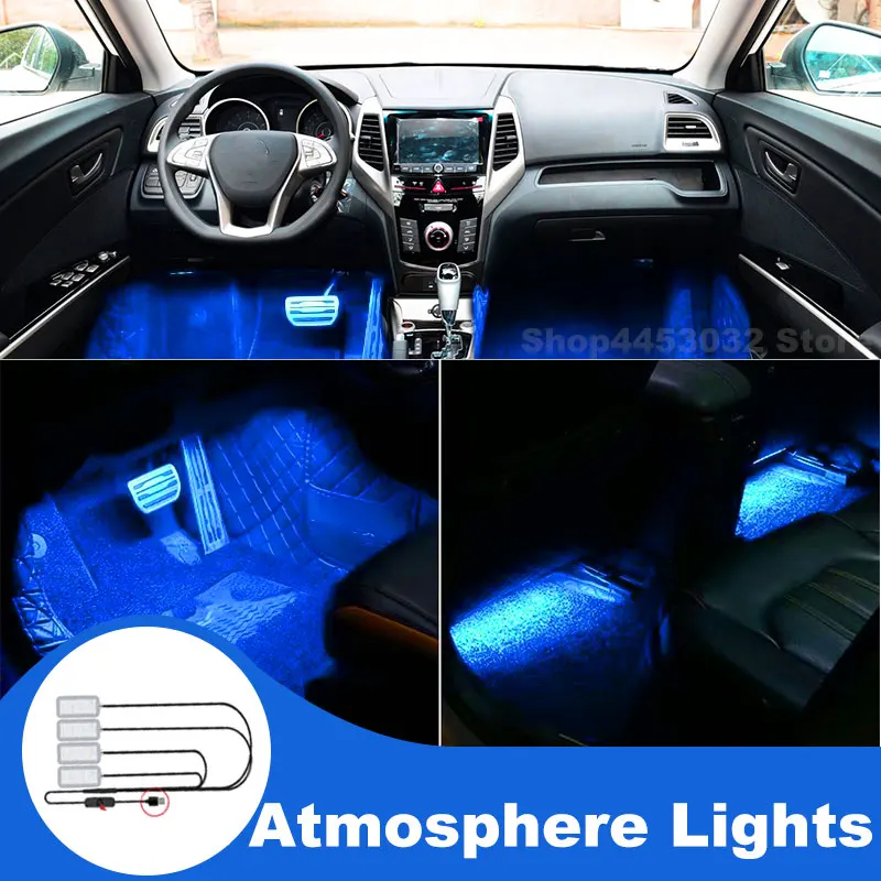 Assecories Per Auto Per Ssangyong Rexton Korando Mortis Grand Actyon 1 2 Lampada A Led Usb Foot Ambient Light Interieurs Blue