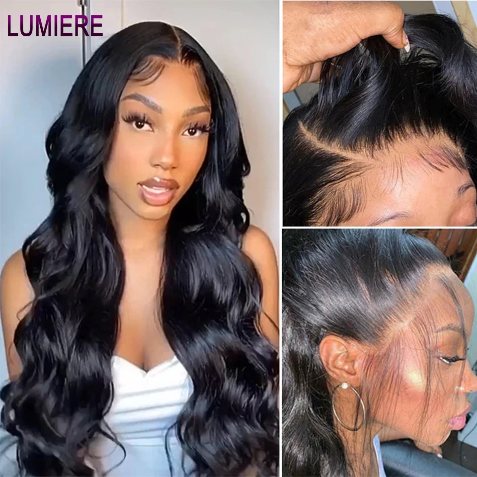 

Lumiere Body Wave HD 13X4 парики из человеческих волос на сетке спереди 36 дюймов 4x4 бесклеевые парики на сетке для женщин