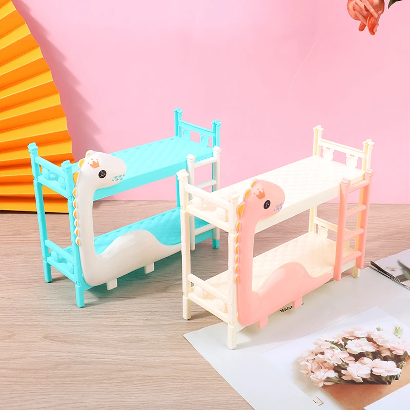 1Pcs Dollhouse Miniature Dinosaur Doll Bunk Bed Double Bed Model DIY Scene casa delle bambole cosas miniatura automatic inertial dinosaur engineering vehicle 2 in 1 deformation car dinosaur excavator engineering car plastics car model