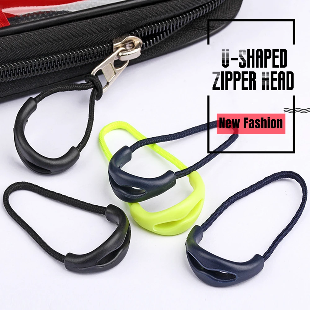 Zipper Pullers 10 Pcs Pack Mix Color U Shape Cord