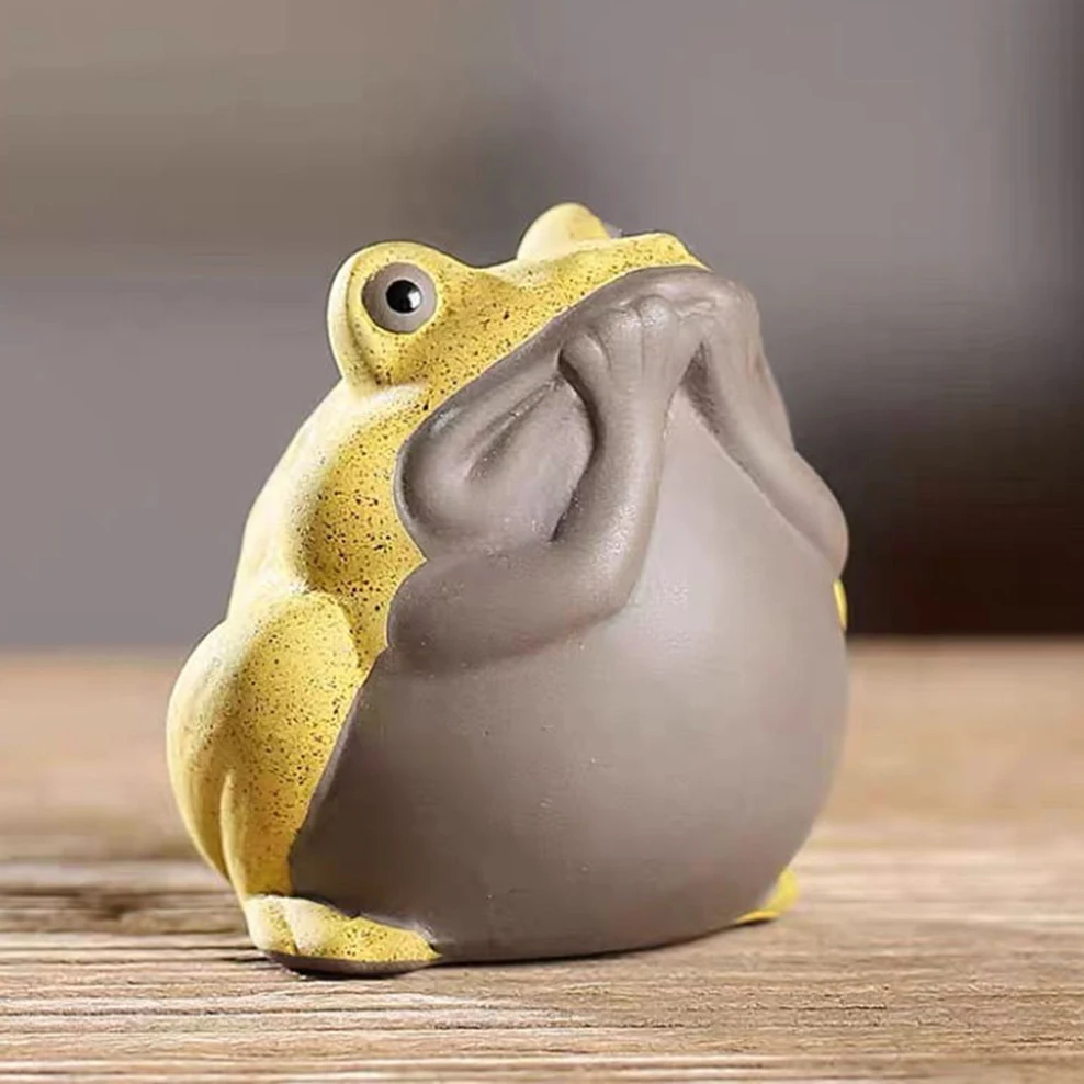 Painted Pottery Frog Tea Pet "Three Nos" Little Frog Decoration Purple Clay Tea Pet Play Room Accessories