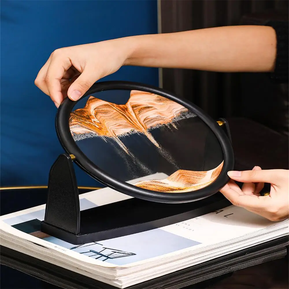 3D час стекло движущийся песок искусство горы поток песка картина круглый