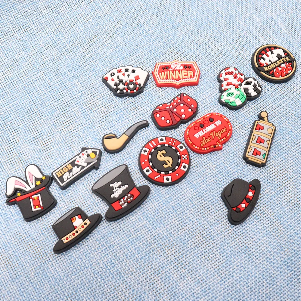 Wholesale 50pcs Shoe Charms Playing Cards Magic Hat Dice Accessories PVC  Shoe Decoration DIY For Croc Jibz Fit Wristband - AliExpress