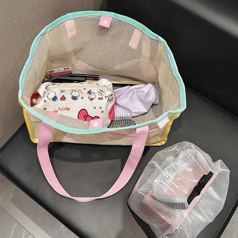대용량 여성 수영복 가방 휴대용 스포츠 핸드백 피트니스 비치 모래 보관 그리드 가방 캐주얼 여행용 세면도구 가방